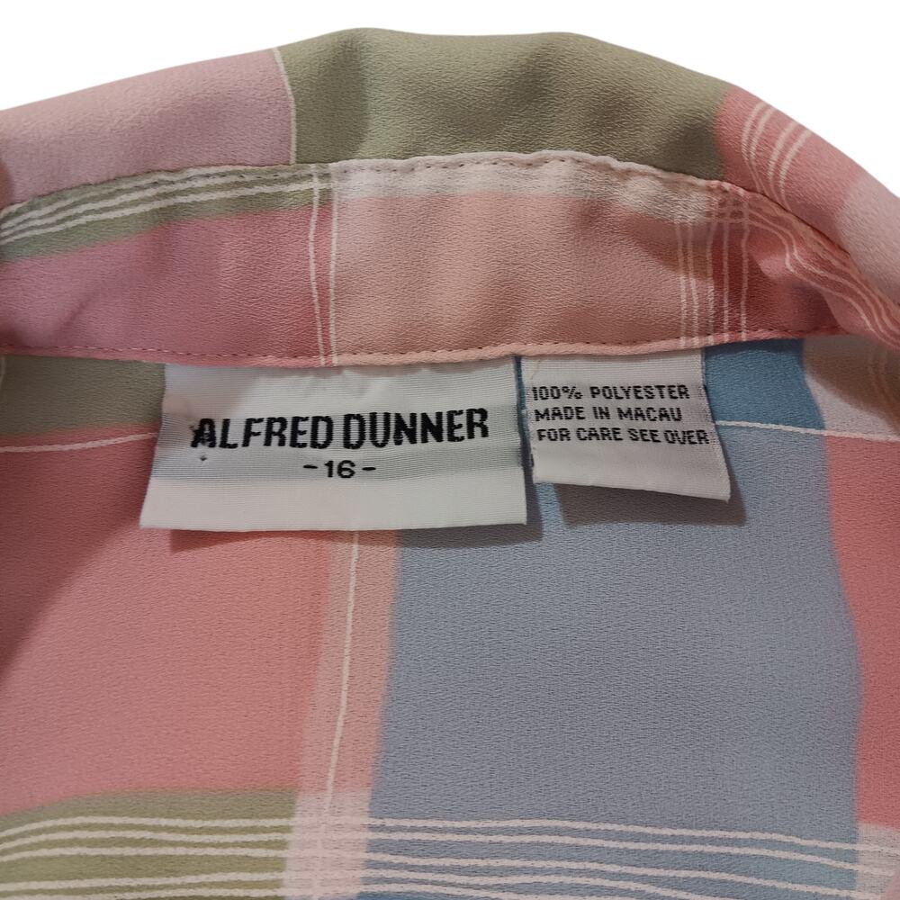 VINTAGE ALFRED DUNNER Preppy Pastel Top Blouse Shirt‎ Size 16 Squares Colorful - Picture 5 of 7